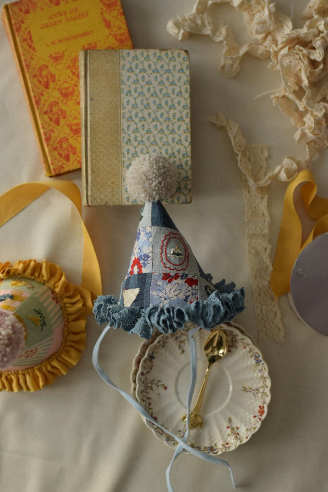 PATCHWORK BLUE PARTY HAT