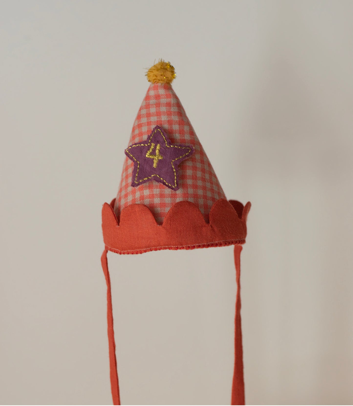 RED GINGHAM FABRIC PARTY HAT