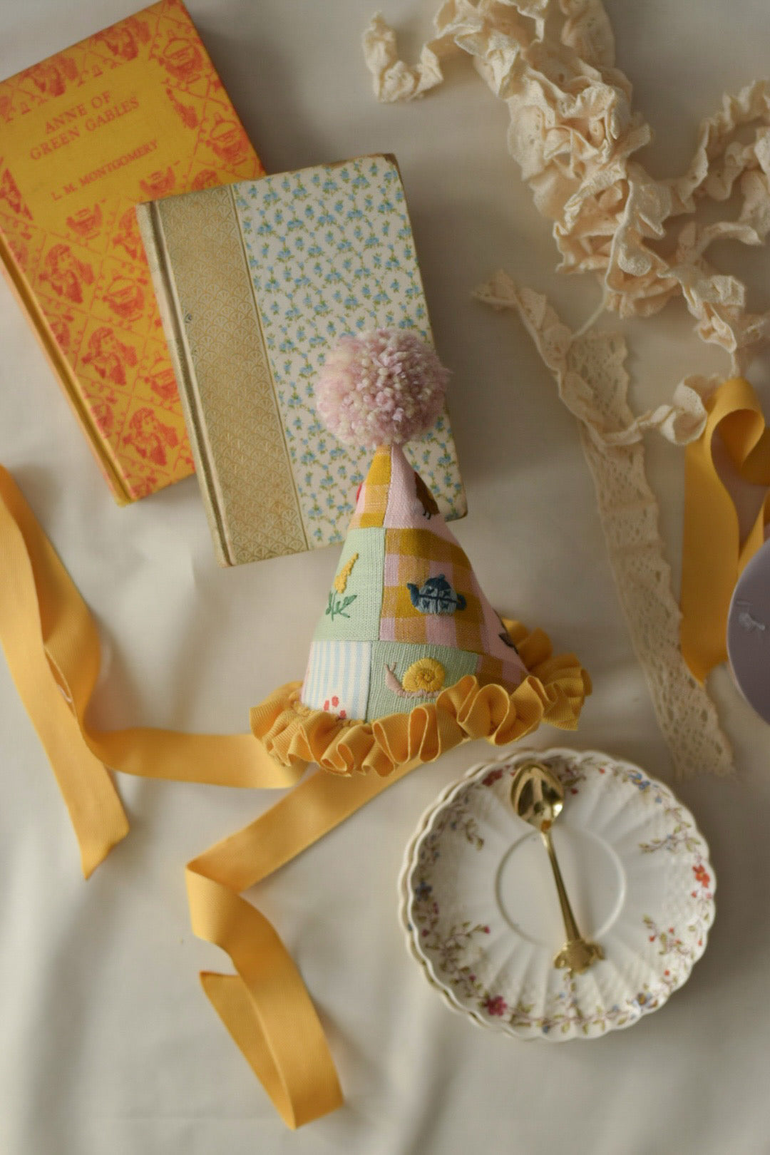 PATCHWORK YELLOW PARTY HAT