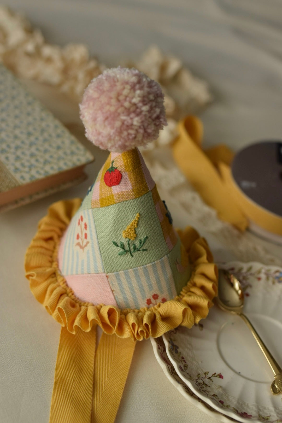 PATCHWORK YELLOW PARTY HAT