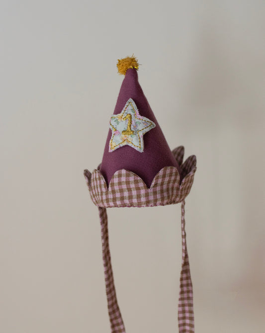 PURPLE FABRIC PARTY HAT