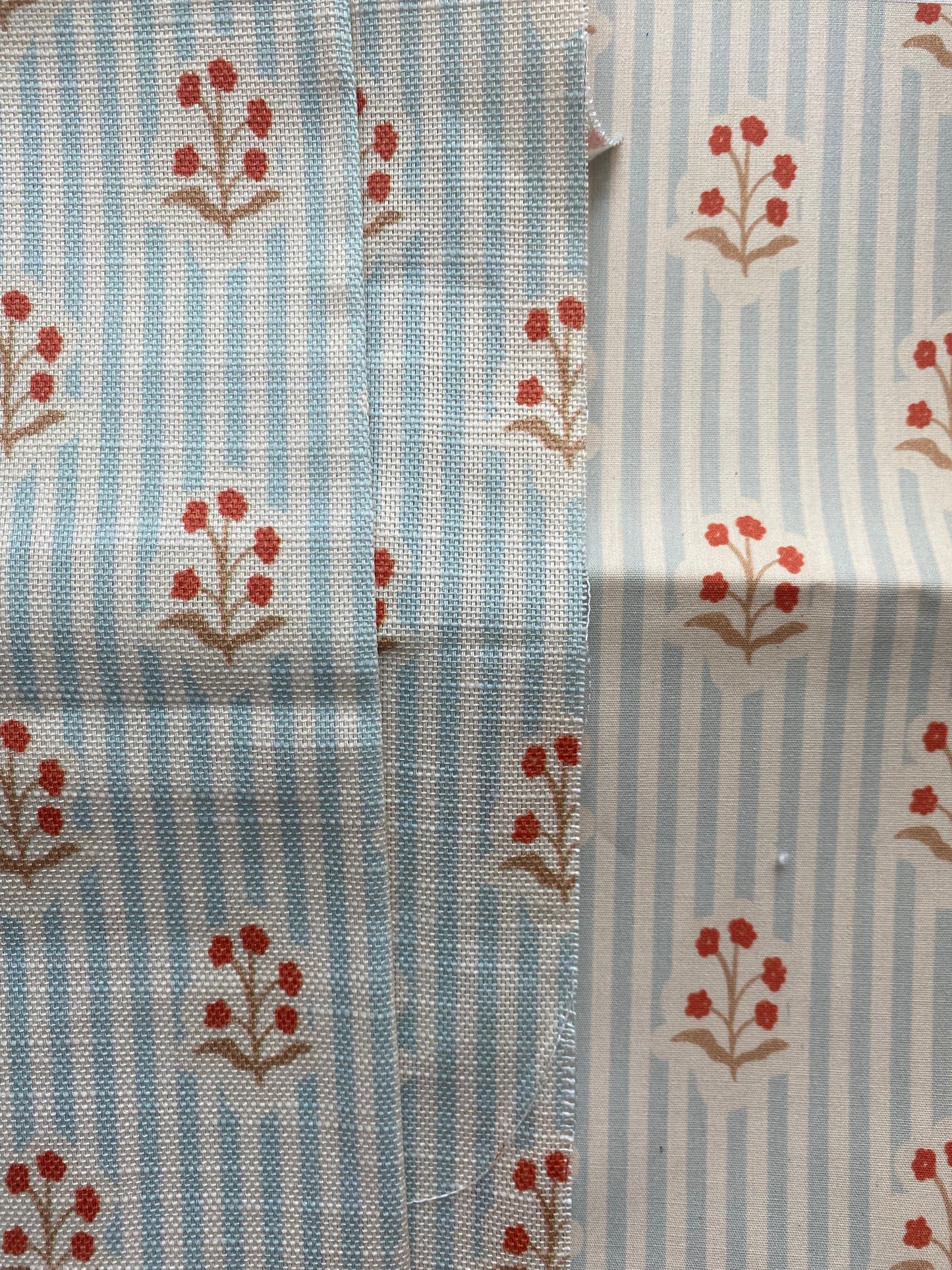 STRIPED RED FLOWERS FABRIC