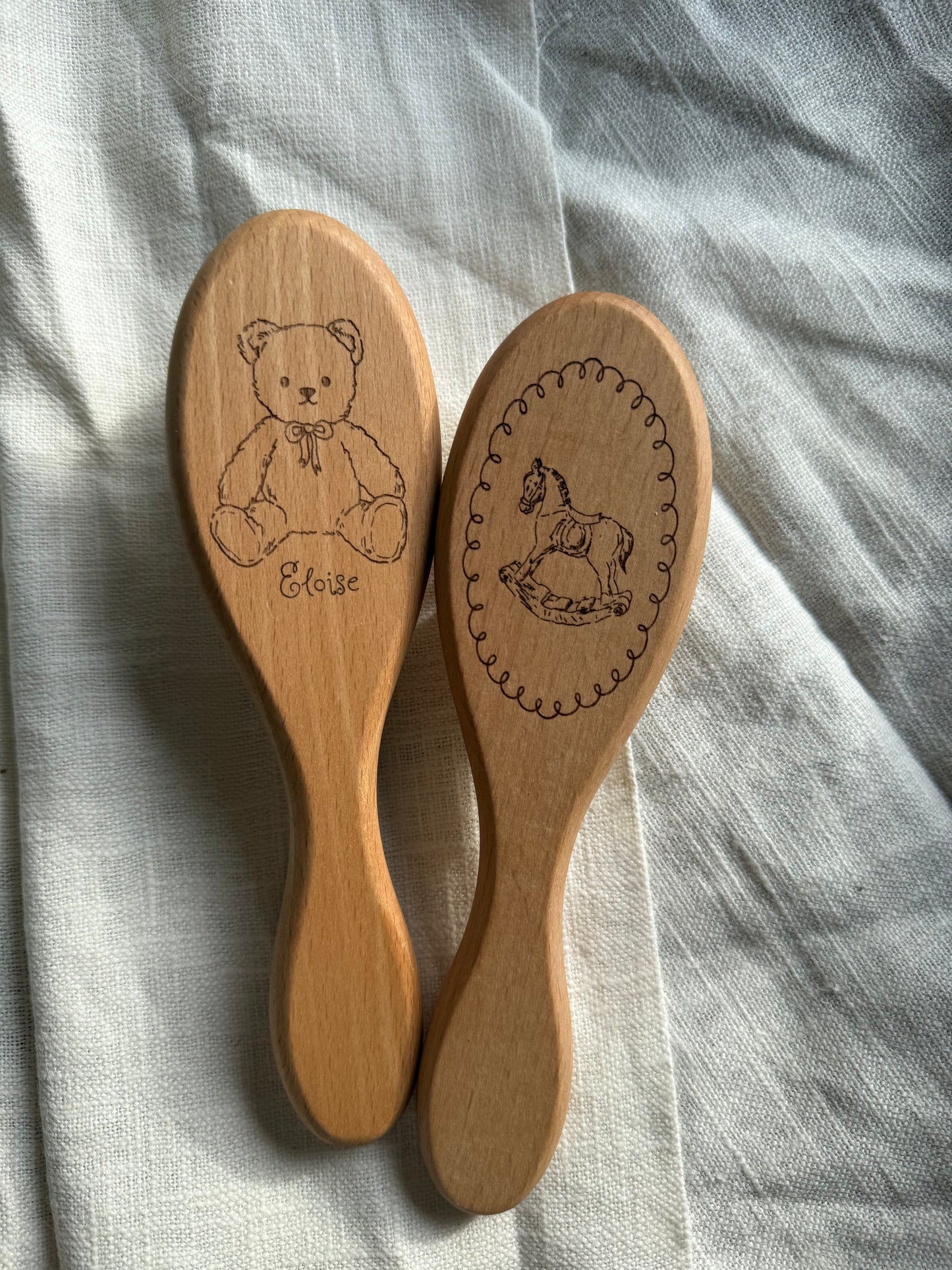 Engraved Baby Hair Brush HORSE