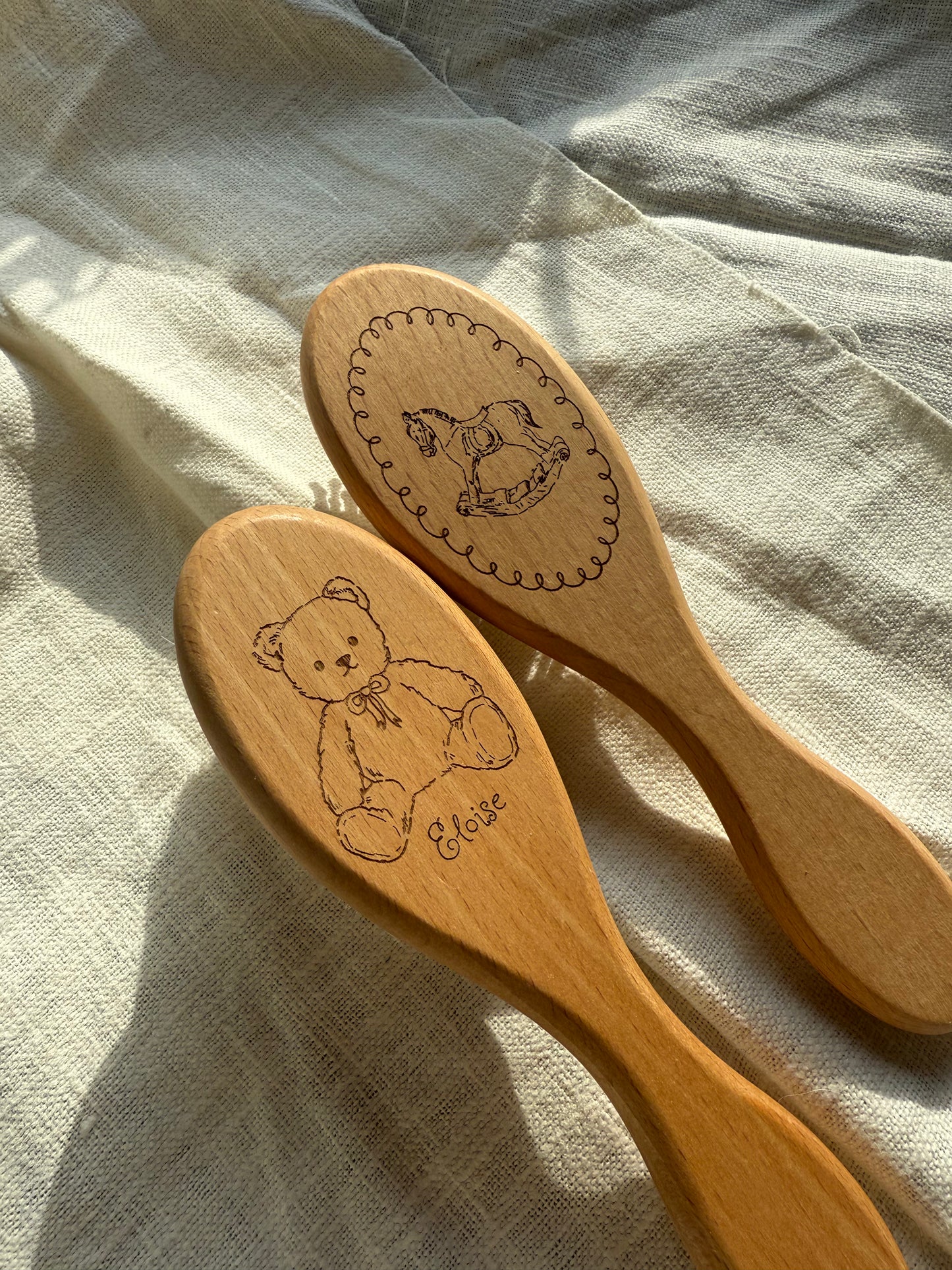 Engraved Baby Hair Brush HORSE