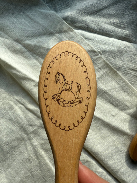 Engraved Baby Hair Brush HORSE