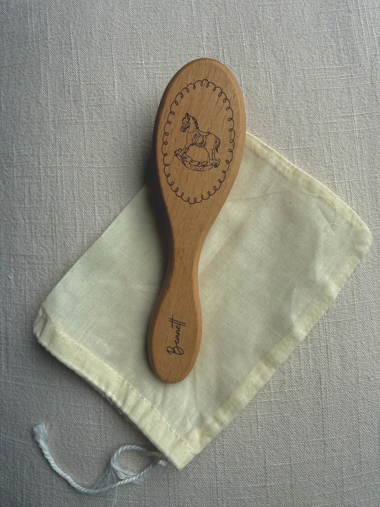 Engraved Baby Hair Brush HORSE