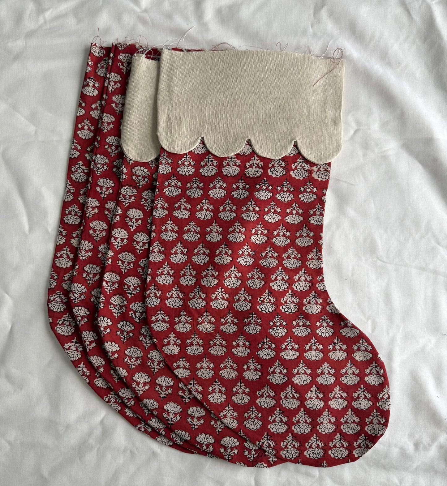 Christmas stockings block print