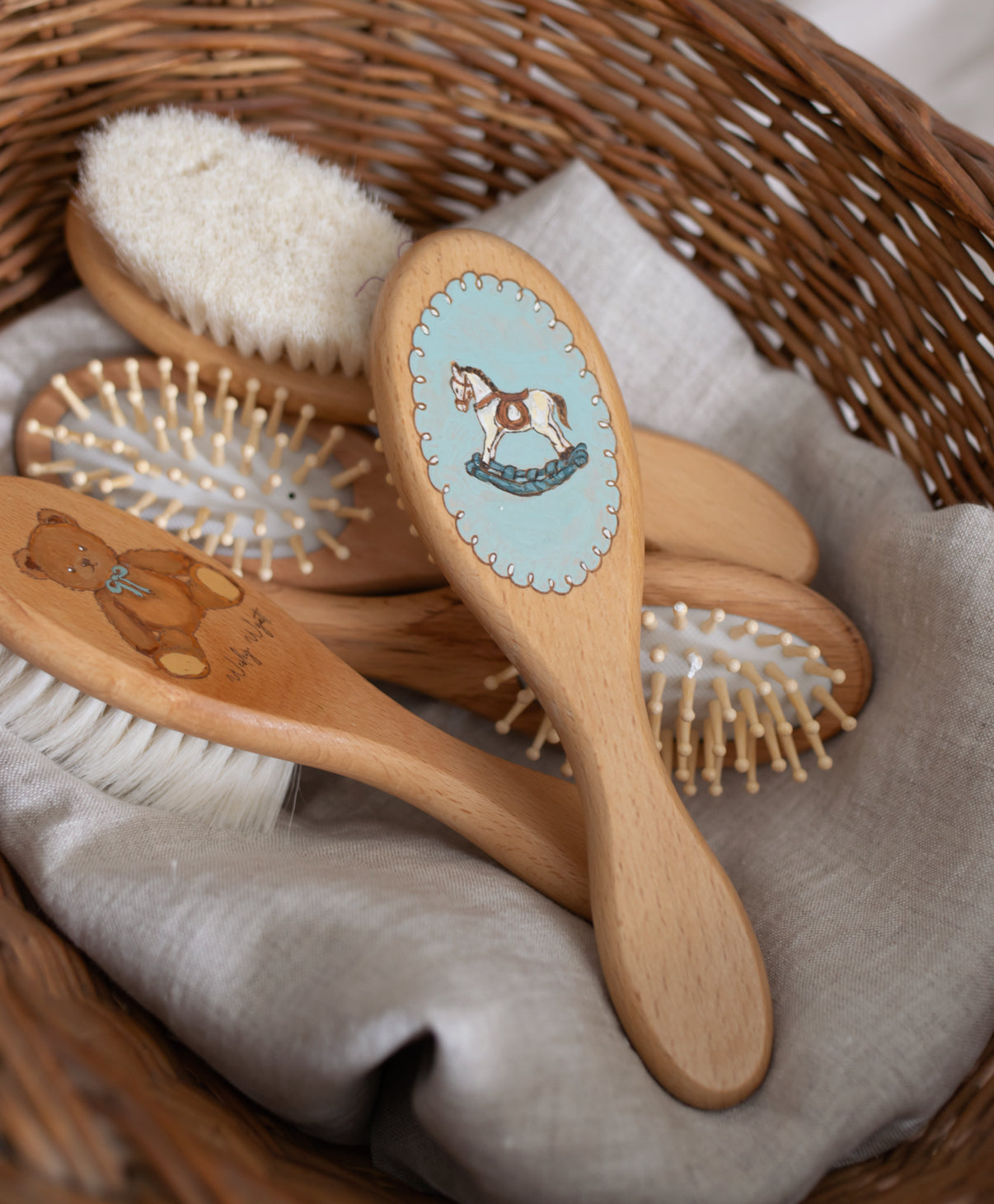 Engraved Baby Hair Brush HORSE