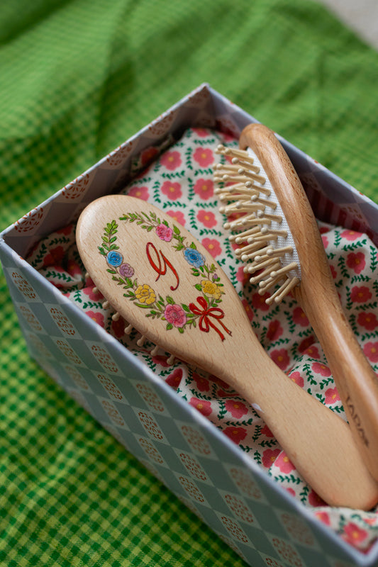 Engraved Baby Hair Brush FLORAL